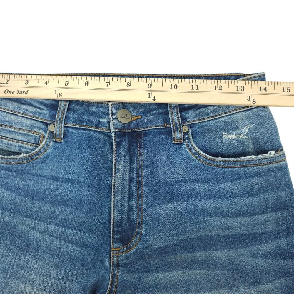 Kut From the Kloth Boyfriend Jeans Size 6 Petite Stretch Mid Rise Distressed